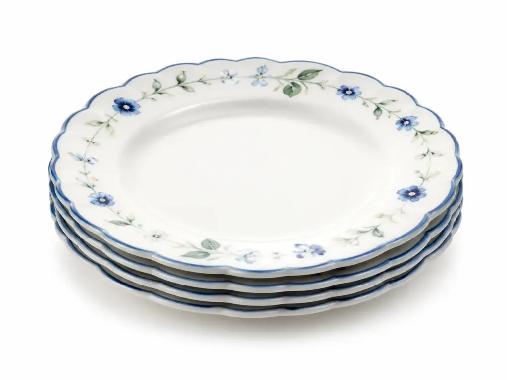 Porcelain Dessert Plate Set angled stack
