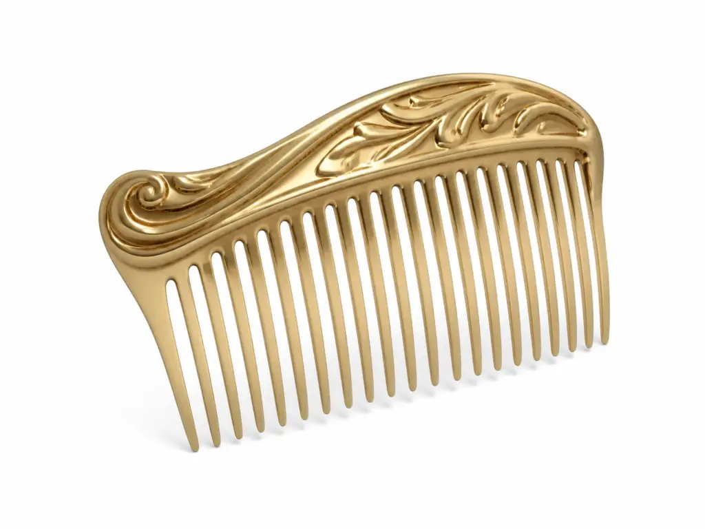 Sculpted Brass Hair Comb alternate angle