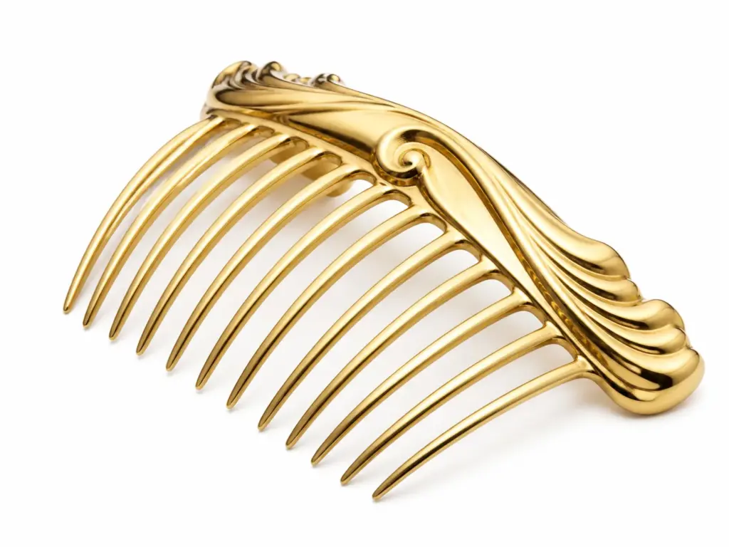 Sculpted Brass Hair Comb detail close-up