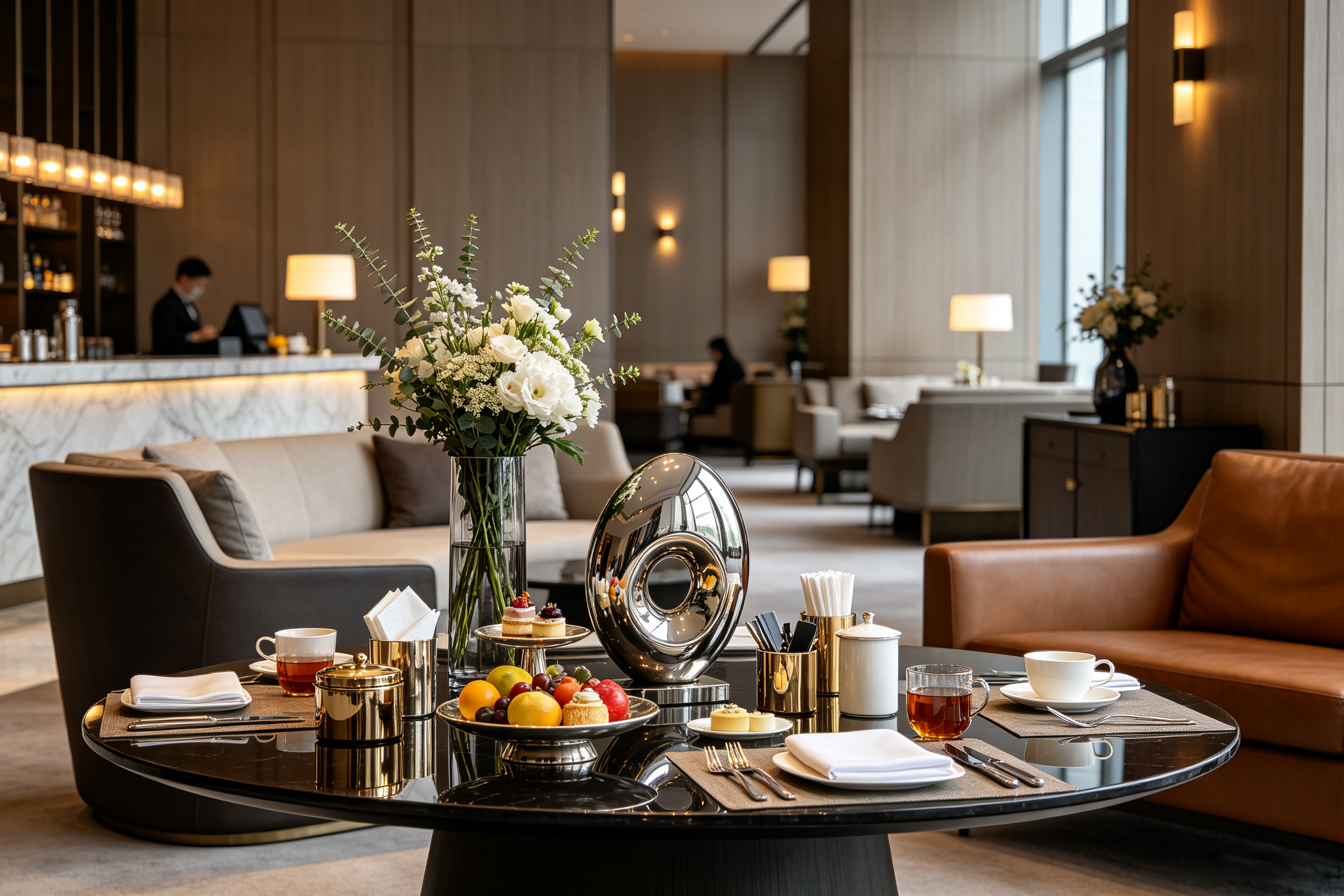 Louissanka stainless steel artware in a hotel and private club setting