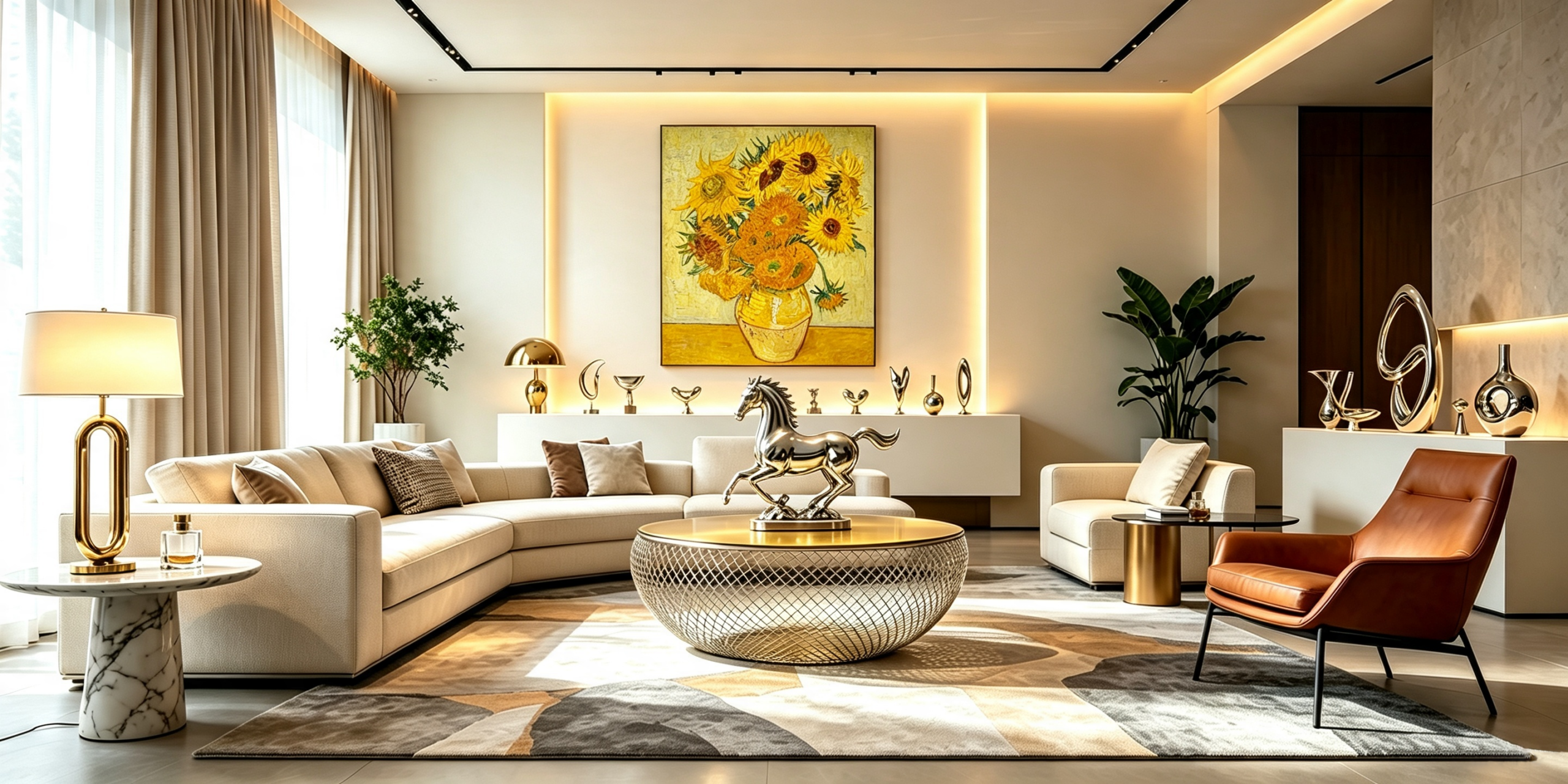 Panoramic interior expressing LOUISSANKA's modern luxury spatial aesthetic