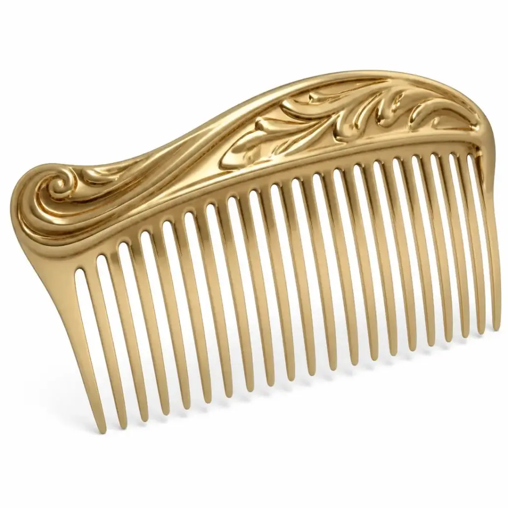 Sculpted Brass Hair Comb square angle view