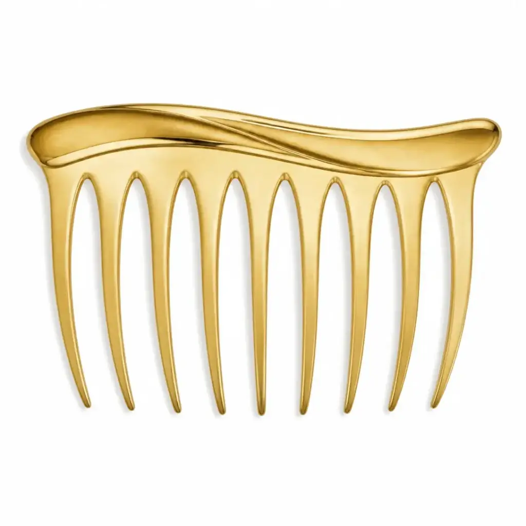 Sculpted Brass Hair Comb square view