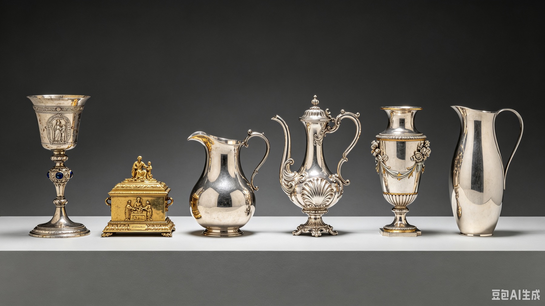 European precious-metal vessels displayed as a historical collection