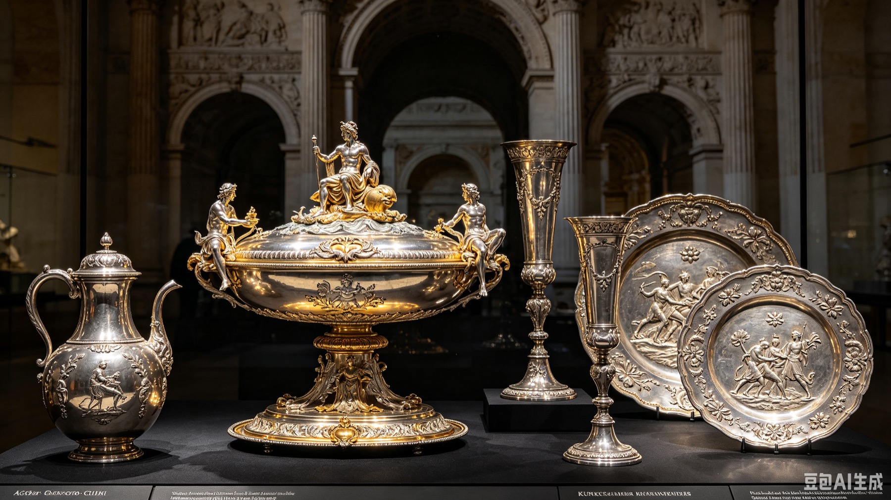 European classical silver vessels and decorative relief work