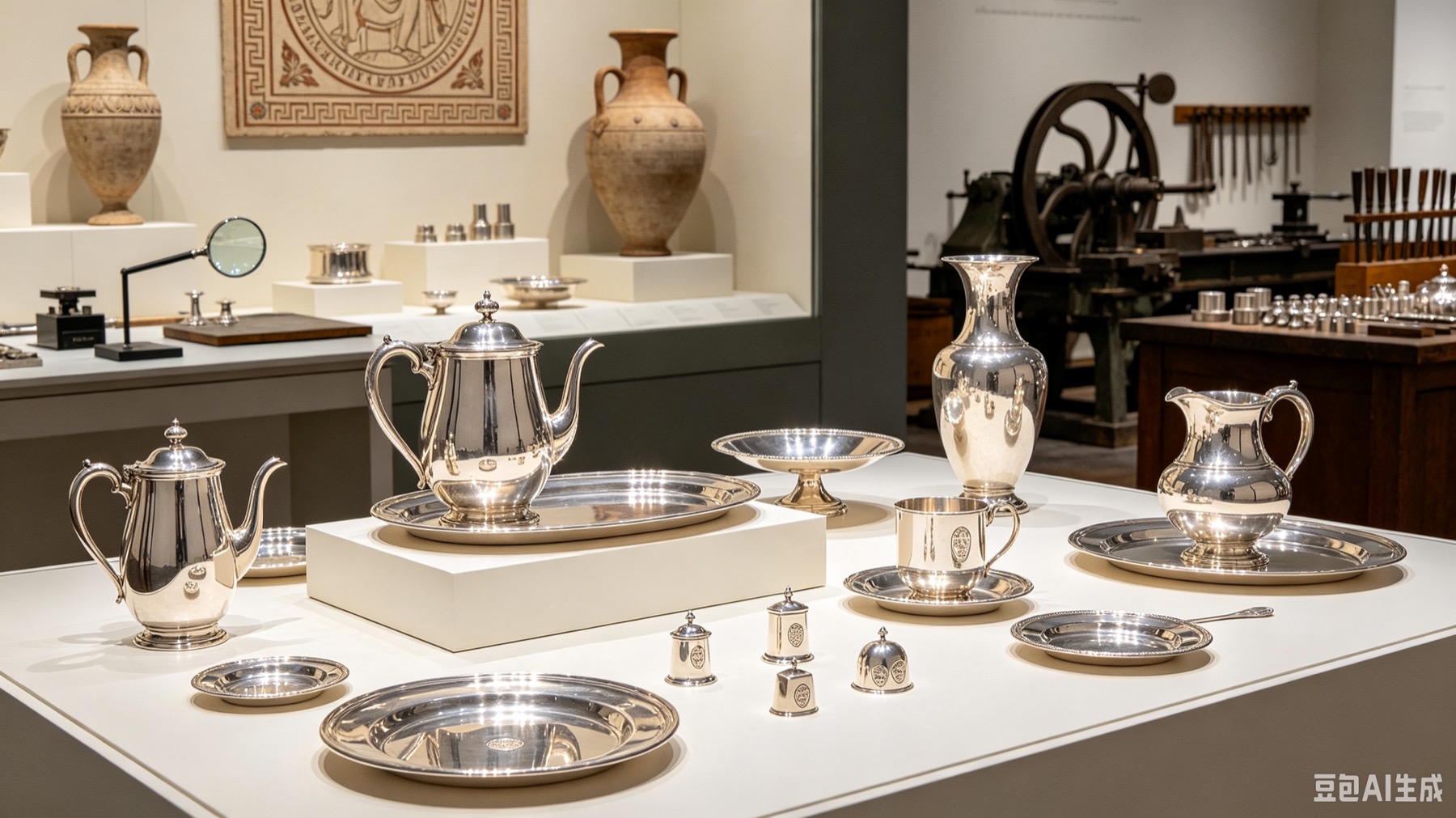 Classical silver tableware arranged for a modern dining scene